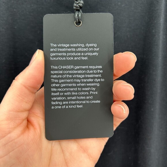 NWT CHASER Basic Black Long Sleeve Ruffle Open Neck Shirt Size Medium - Picture 5 of 5